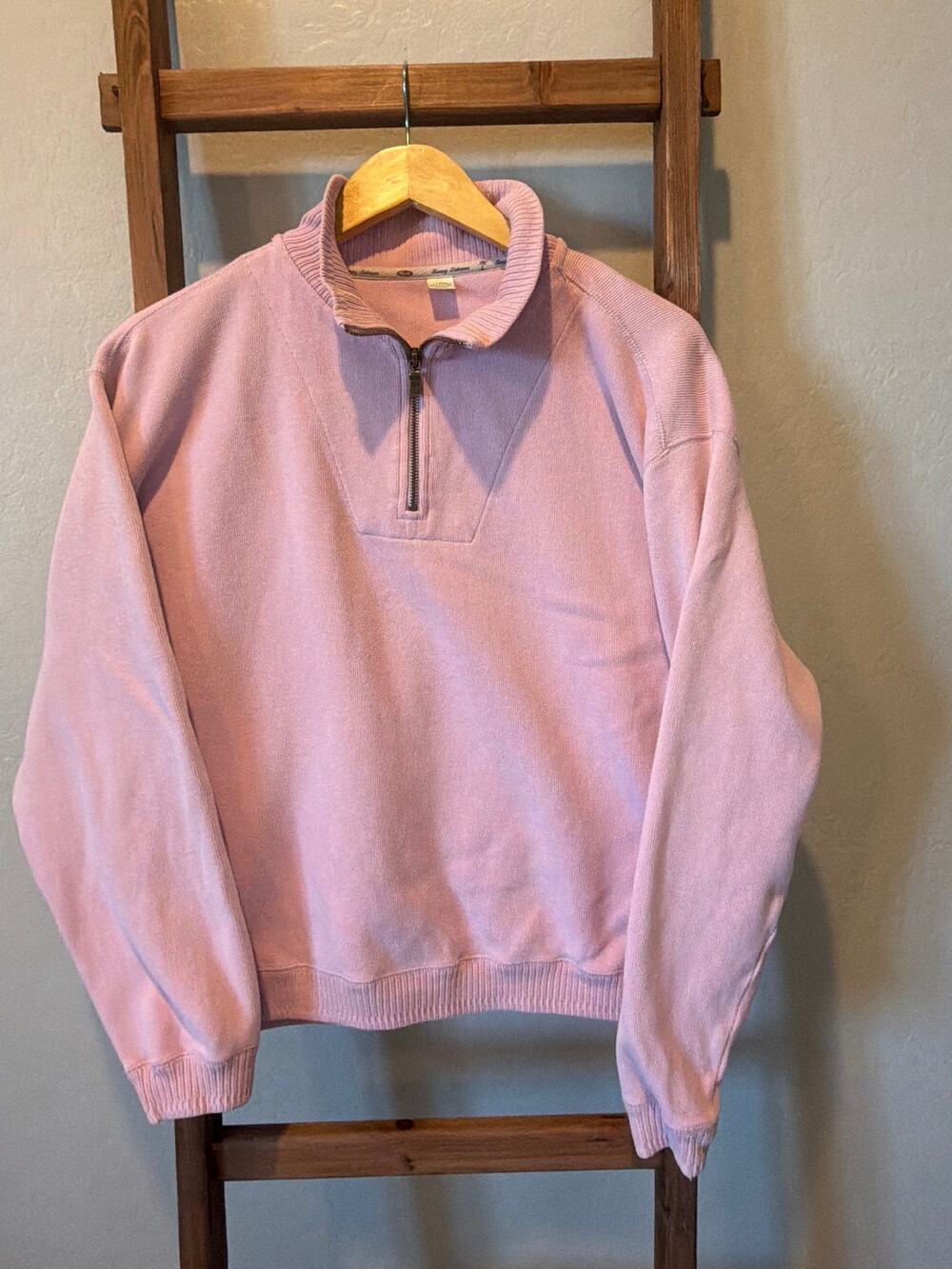 Tommy Bahama Women’s Pink Quarter Zip Pullover Sweater Cotton Size Medium